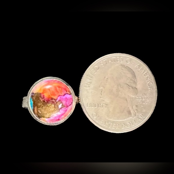 Sterling Silver Spiny Oyster Mojave Turquoise Ring (8.5) - Picture 5 of 9